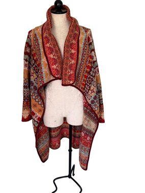 Oilily Womens Open Front Cardigan/Duster Sweater Size Small Multicolor Bohemian